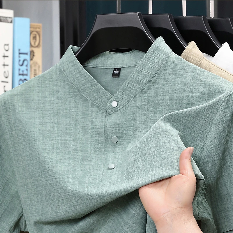 Home Textile - Zomer overhemd met opstaande kraag en