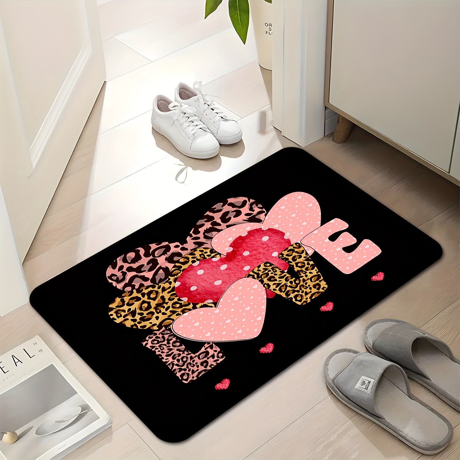 Home Textiles Premium - Deurmat met luipaardhart en liefdesprint Premium