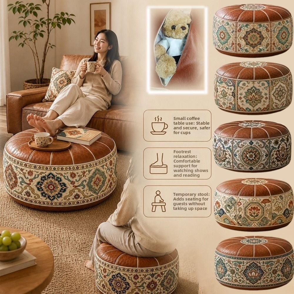 Floor Cushion Pouf - Nieuwe PU Lederen Ottomaanse Poef met