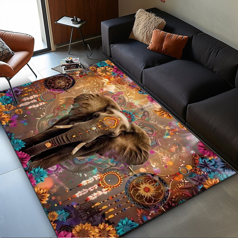 Home Textiles Rug - Olifant Mandala Tapijt: Etnisch bloemmotief voor