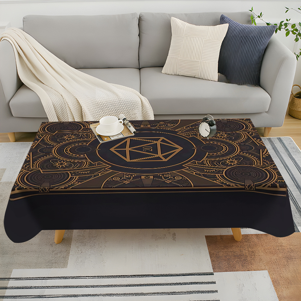 Home Textile - Steampunk zwart gouden tandwielpatroon tafelkleed -