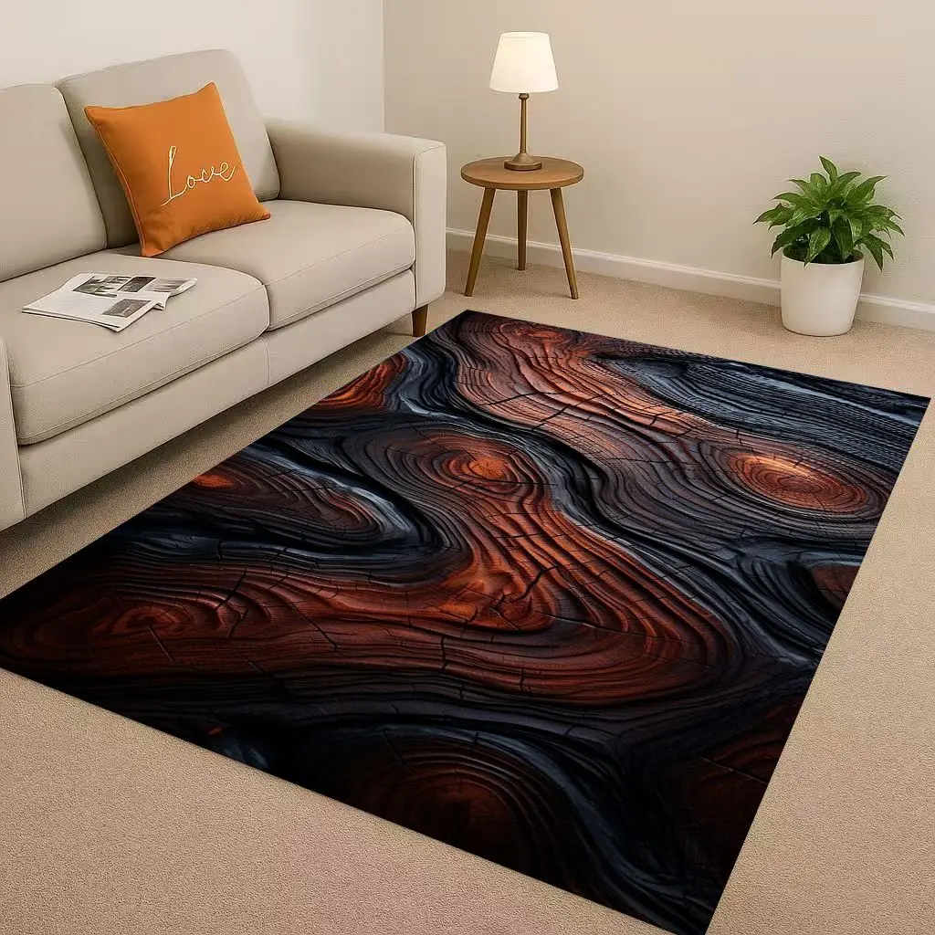 Home Textiles Rug - Klassieke houtnerf boomgroeiring bruin grijs woonkamer