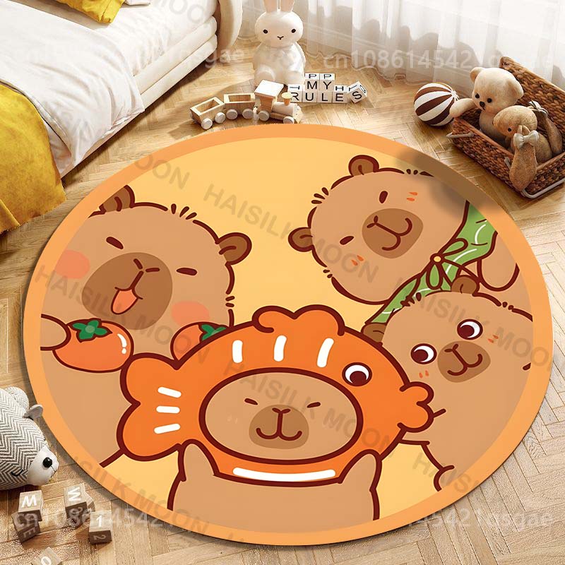 Home Textiles Rug - Leuke Capibara Cartoon Afdrukken Rond Tapijt