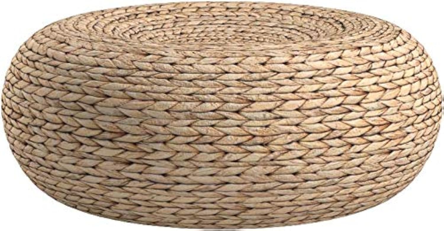 Floor Cushion Pouf - Handgemaakte strooien platte vloerkussen, ronde poef