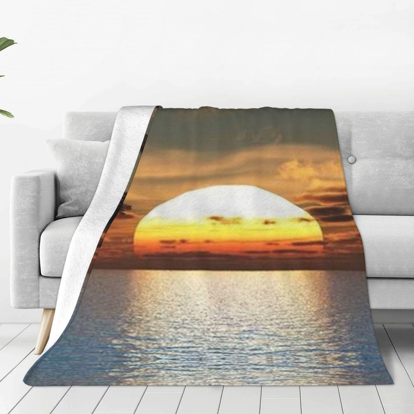 Sunrise Home Textiles & Apparel - Tropische Oceaan Zonsopgang Gedrukte Deken voor