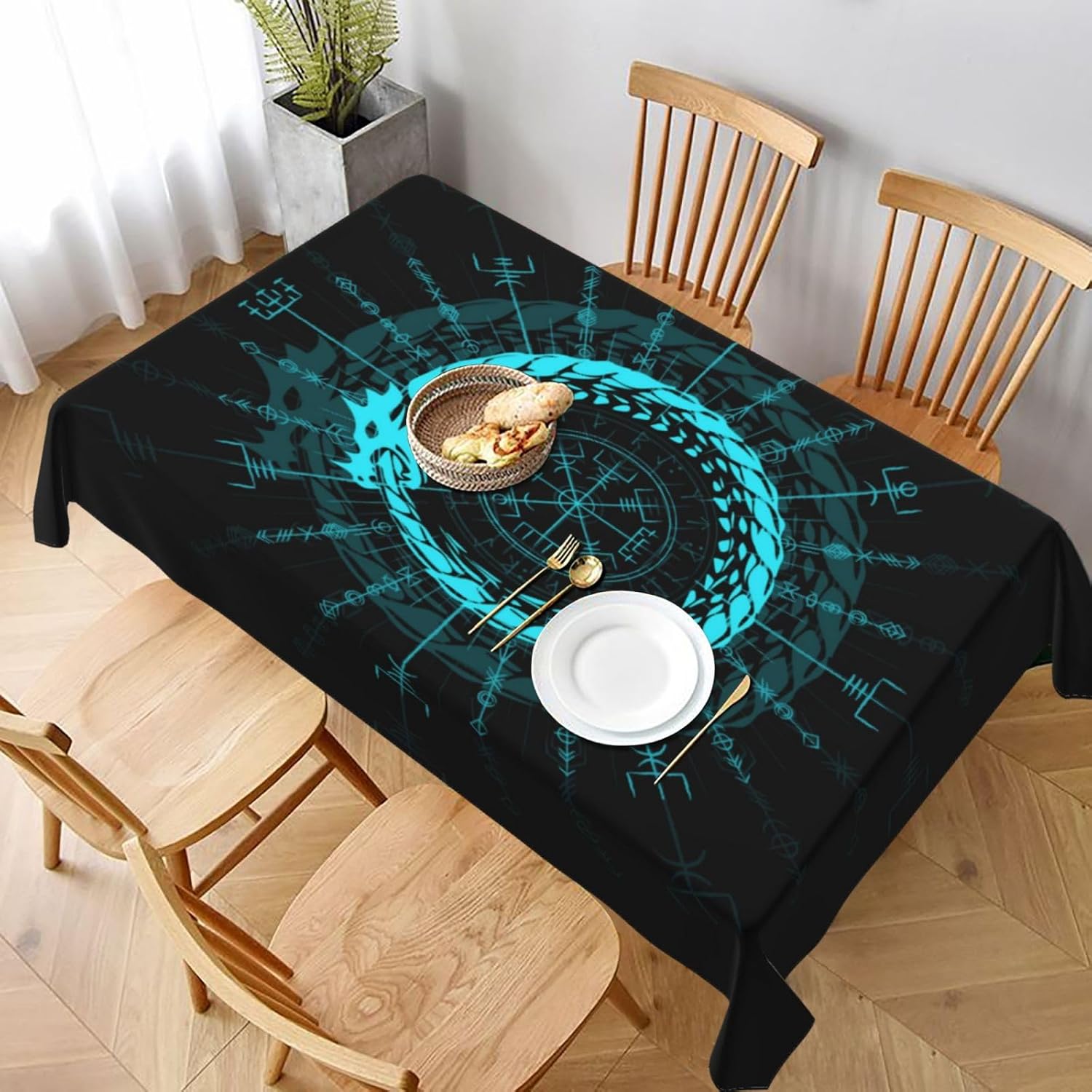 Home Textiles Premium - Viking Dragon Symbol Tafelkleed, Premium Retro