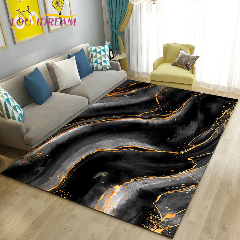 Nordic Zwart Goud Blauw Marmer - Home Textiles Rug recensie en prijs