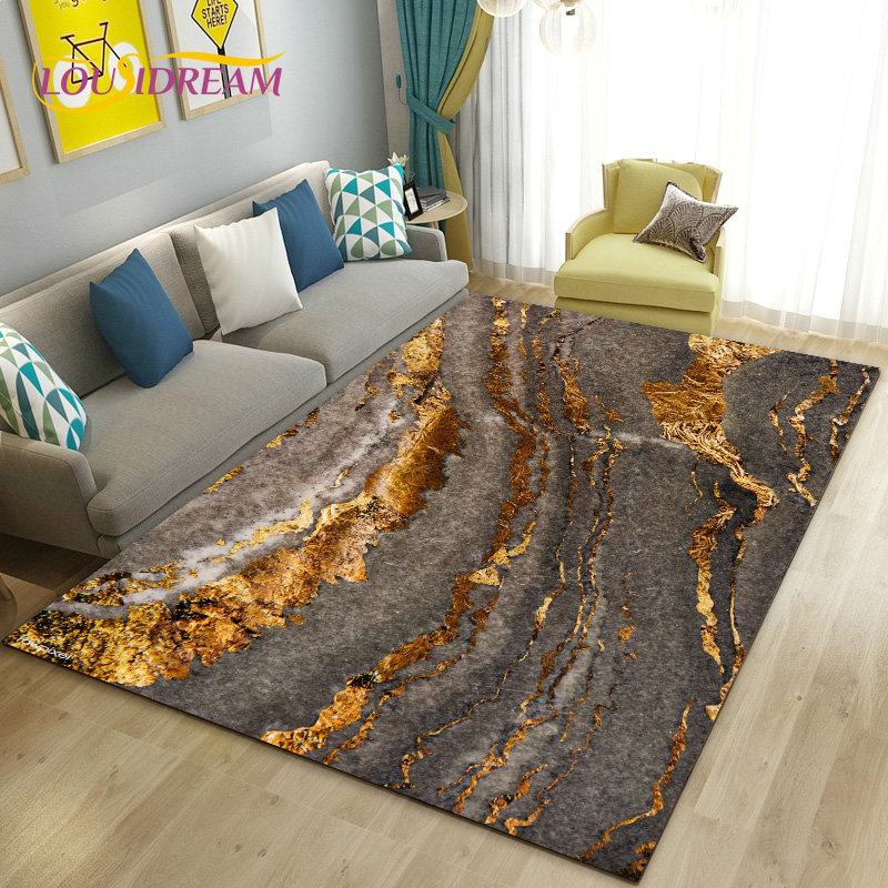 Nordic Zwart Goud Blauw Marmer - Home Textiles Rug recensie en prijs