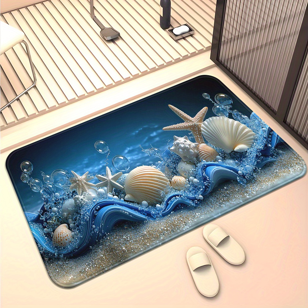 3D Blauwe Golven Schelpen Zees - Home Textiles Rug recensie en prijs